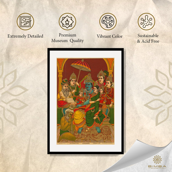 "Raja Ravi Varma Artwork Painting - Uttara Rama Charitra, The Assembly of Rama"