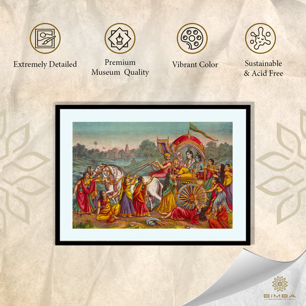 "Raja Ravi Varma Artwork Painting - Krishna and Balarama are seated in a chariot driven by Akrura"