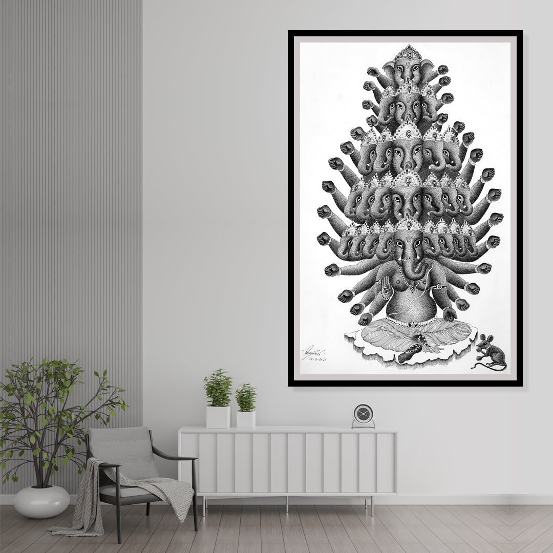 "The Mighty Tusker Gond Artwork Painting For Home Wall Decor"