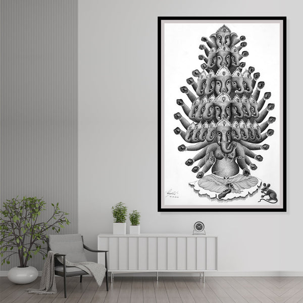 "The Mighty Tusker Gond Artwork Painting For Home Wall Decor"