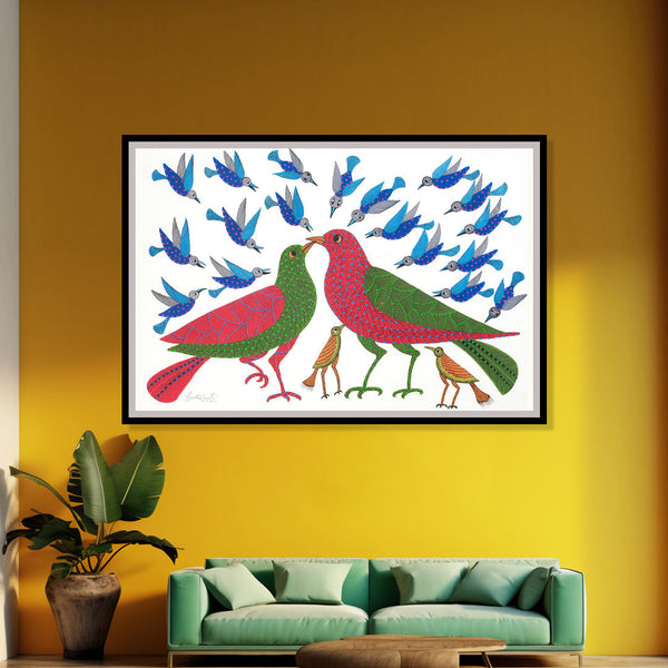 "Celebration of Love Gond Artwork Painting For Home Wall Decor"