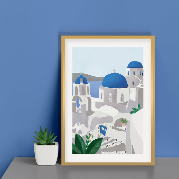 "Santorini island Petra Lidze Painting Artwork For Home Wall Decor"