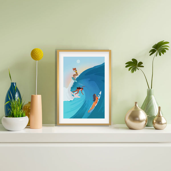 "Surfers Petra Lidze Painting Artwork For Home Wall Decor"