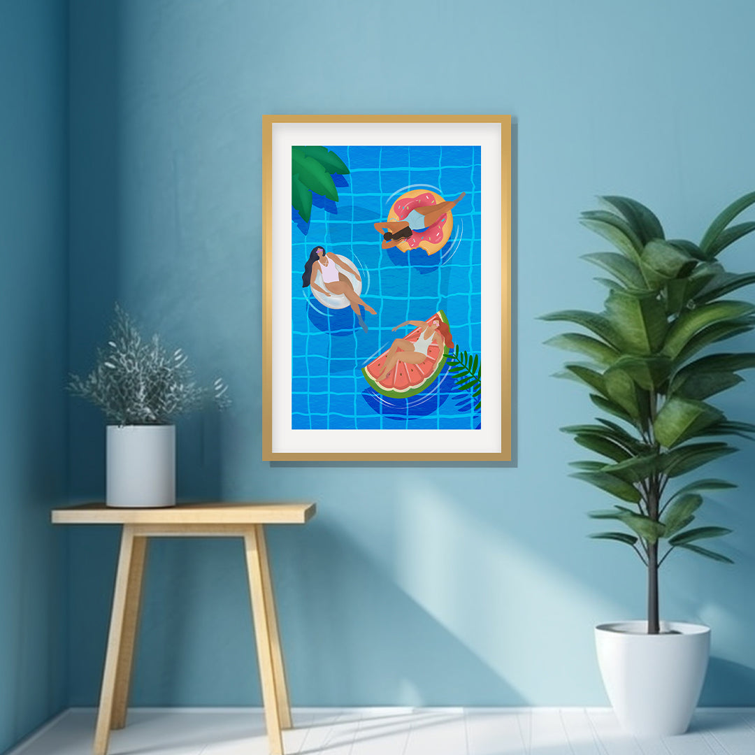 "Pool Ladies Petra Lidze Painting Artwork For Home Wall Decor"