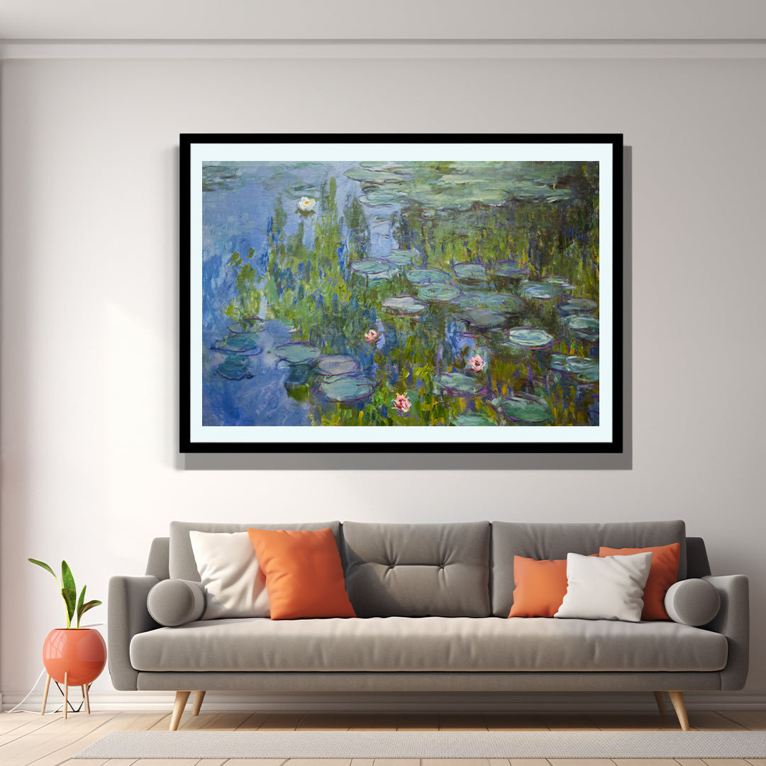 Water Lilies 1915 By Claude Monet Artwork Painting For Living Space Wall Decor