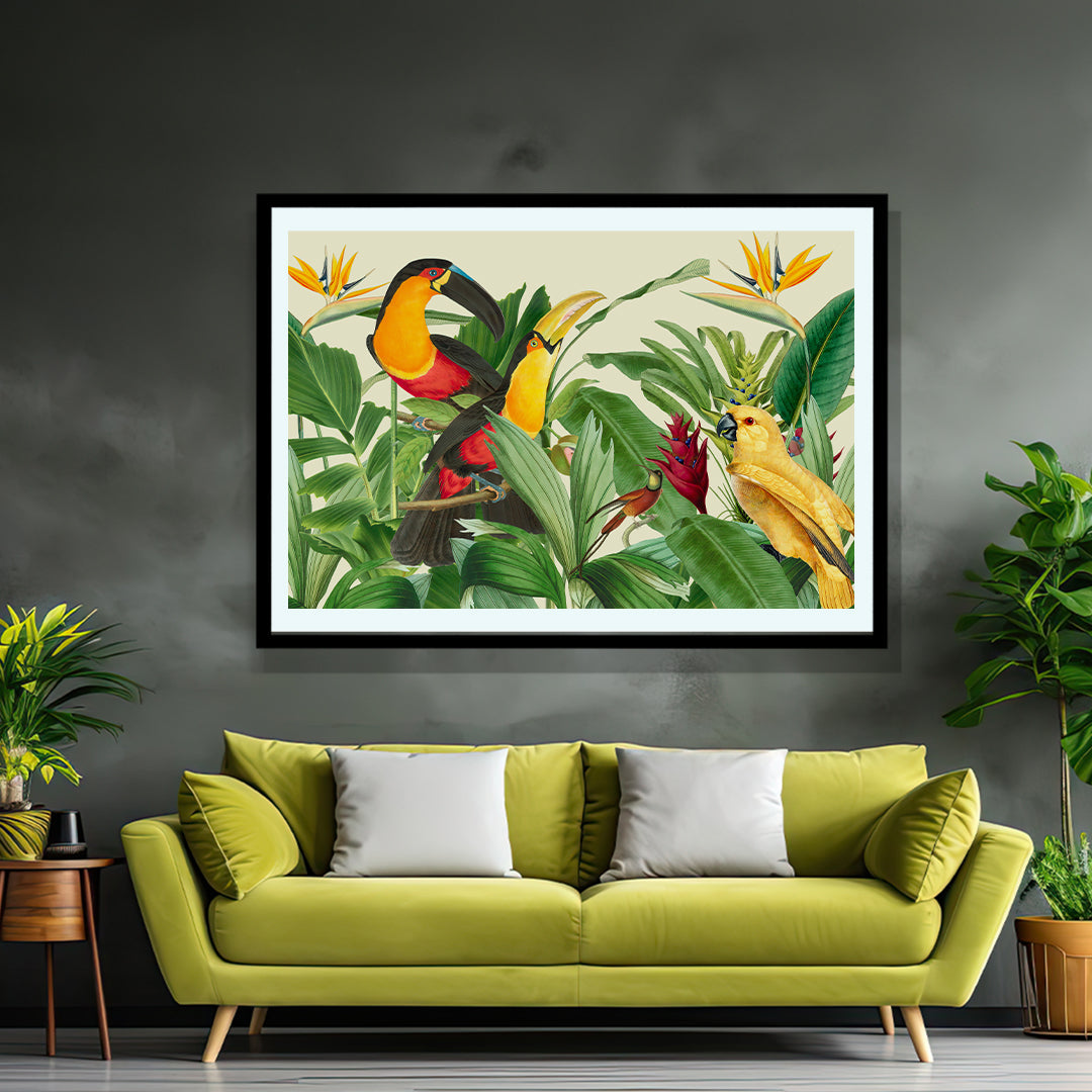 Rain Forest Bird Garden By Andrea Haase Artwork Painting For Living Space Wall Decor