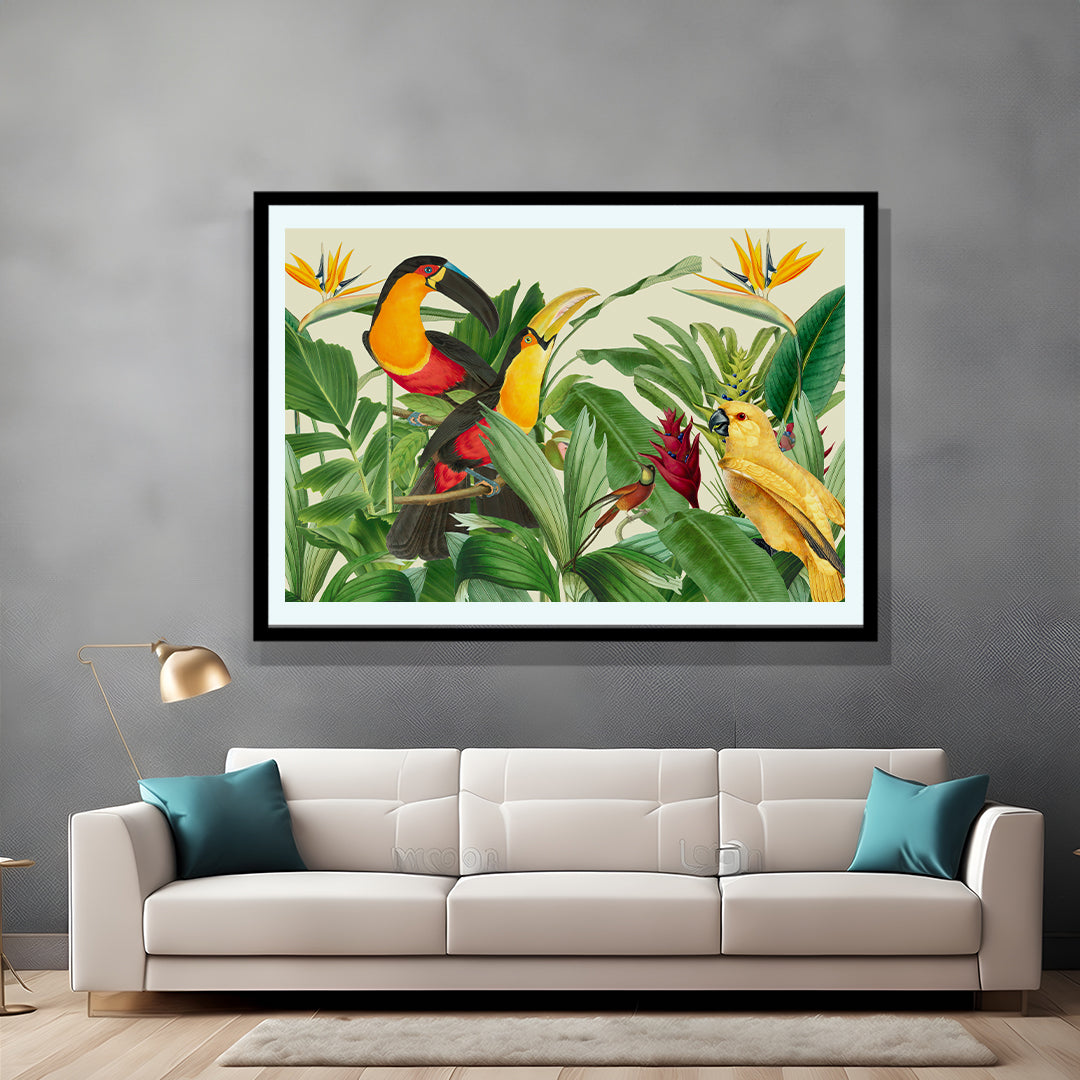 Rain Forest Bird Garden By Andrea Haase Artwork Painting For Living Space Wall Decor