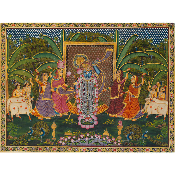 Shrinath ji Shri Rajbhog Swaroop Pichwai Handmade Painting For Home Wall Decor