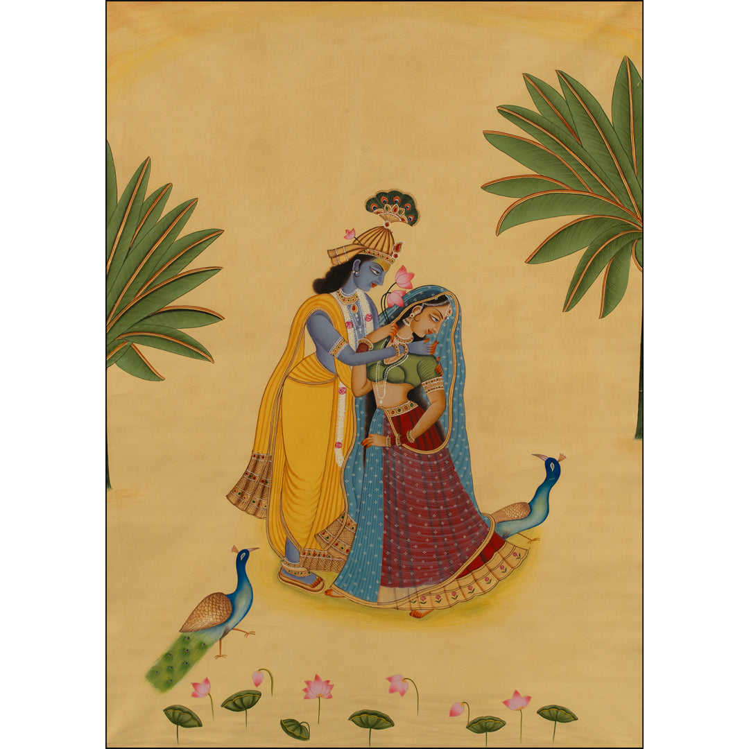 Radha & Krishna love Scene in Kangra Handmade Painting For Home Wall Decor