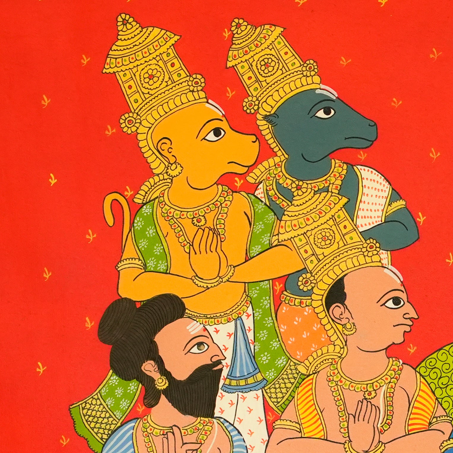 Shri Rama Pattabhishekam Handmade Cheriyal Painting For Home Wall Decor