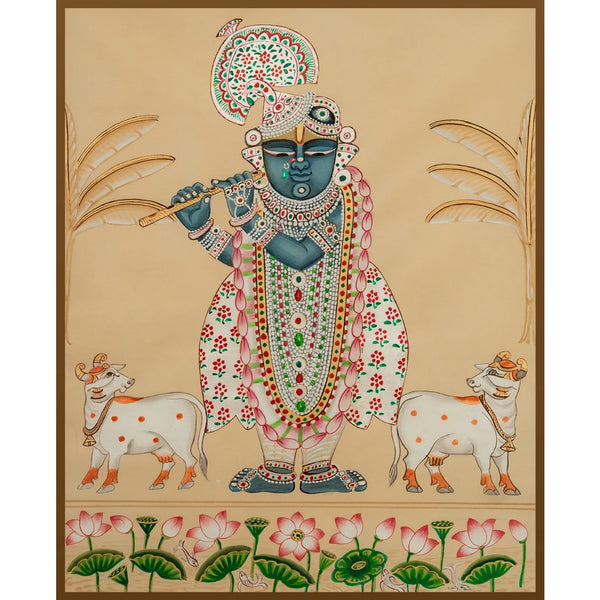 Real Silver Leaf Shrinathji Pichwai Handmade Painting