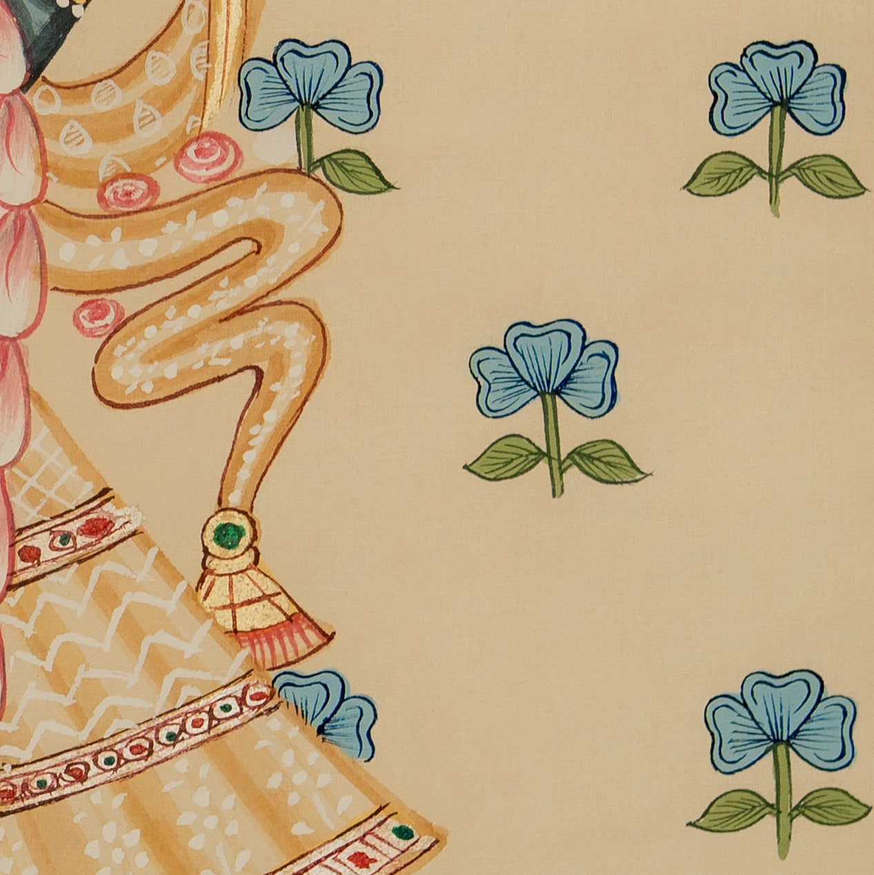 Real Silver Leaf Shrinathji Rajbhog Swaroop Pichwai Handmade Painting