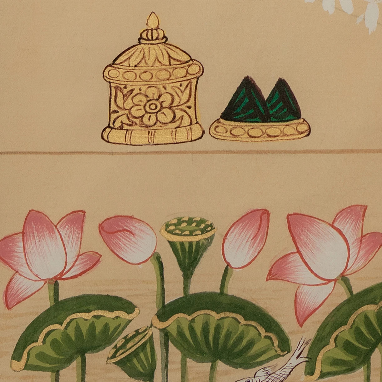 Real Silver Leaf Shrinath ji Rajbhog Swaroop Pichwai Handmade Painting