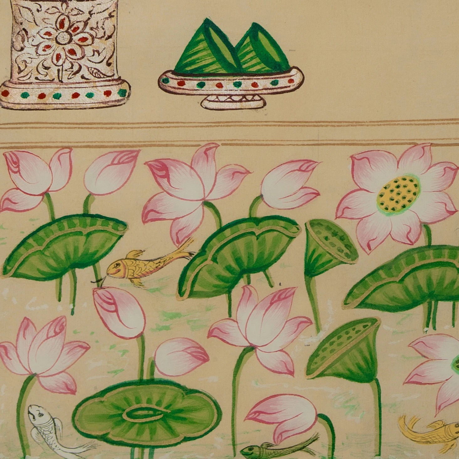 Real Silver Leaf Shrinath ji Gokul Chandrama ji Swaroop Pichwai Handmade Painting