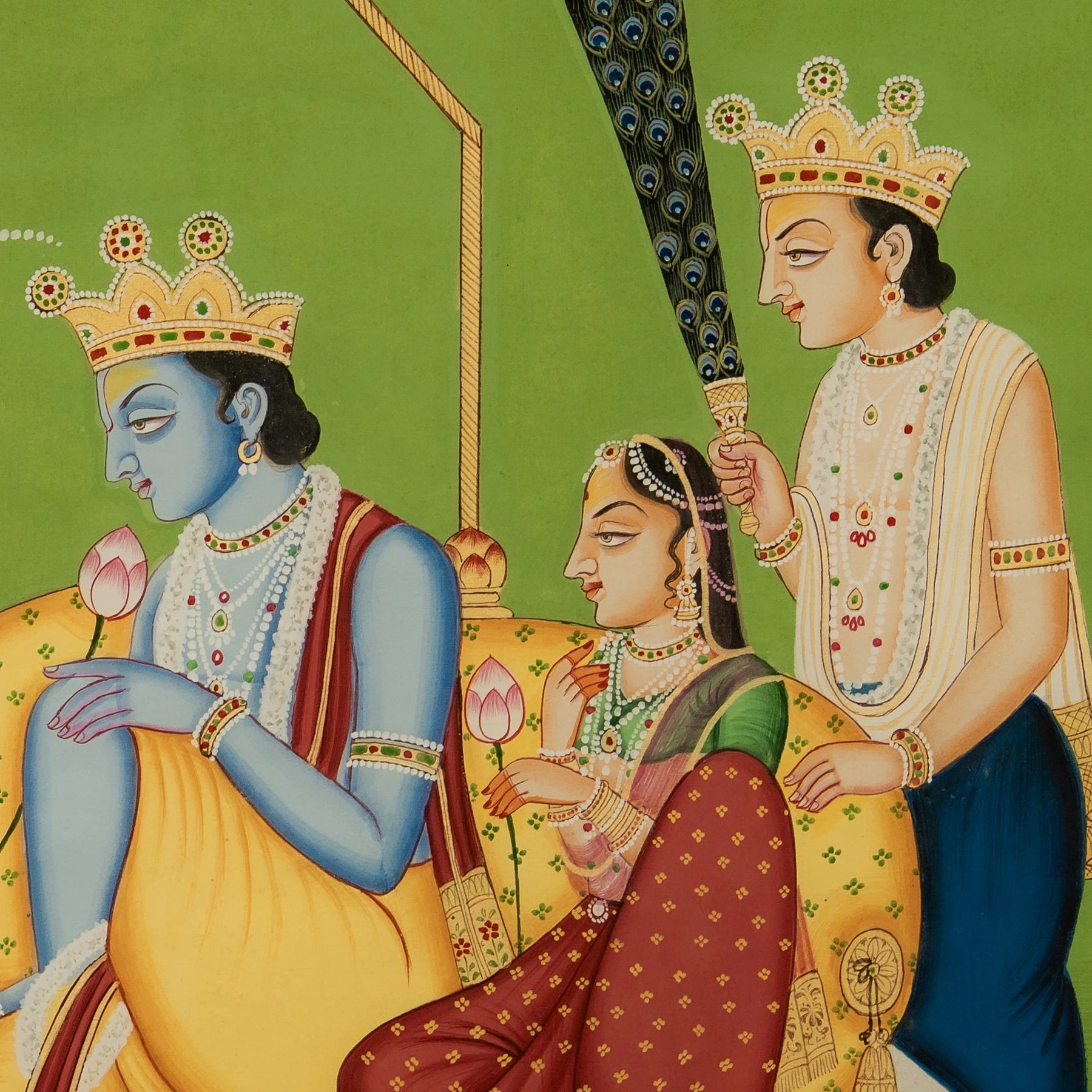 Ram Darbar in Kangra Style Handmade Painting