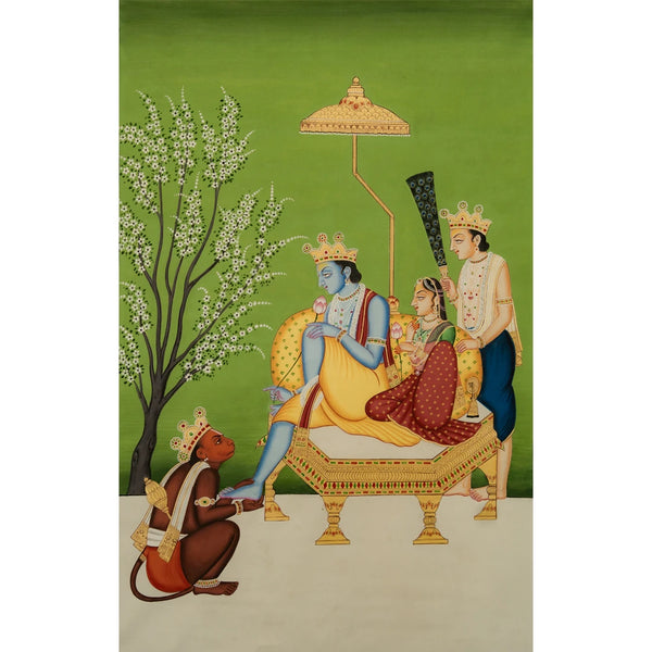 Ram Darbar in Kangra Style Handmade Painting