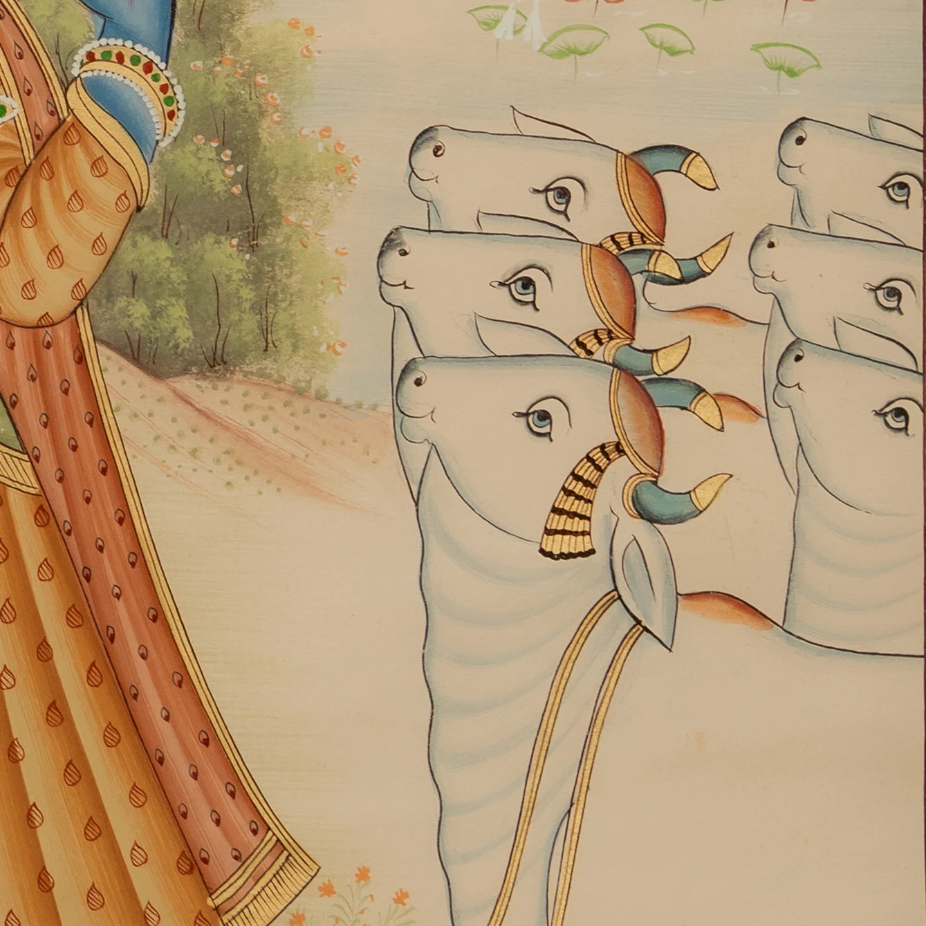 Shri Krishna Playing Flute Handmade Pichwai Painting