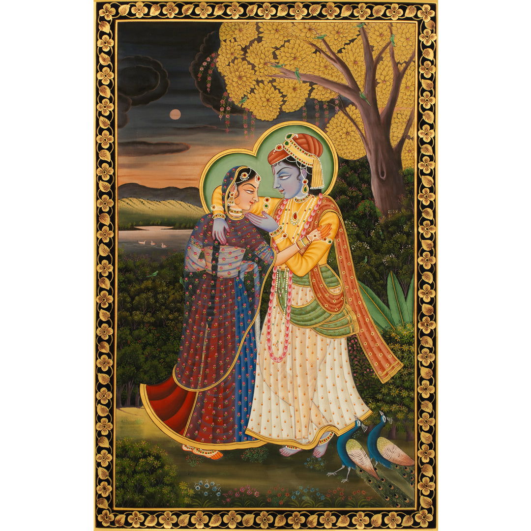 Radha & Krishna love Scene Handmade Painting For Home Wall Decor