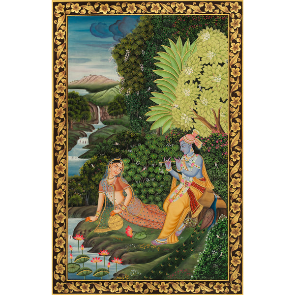 Radha & Krishna love Scene Handmade Painting For Home Wall Decor