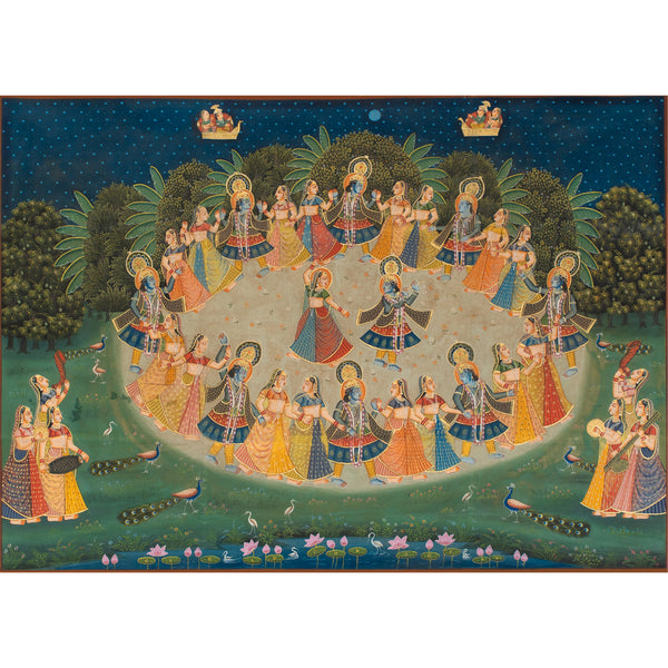 Shri Krishna Maha Raasleela Handmade Painting For Home Wall Decor