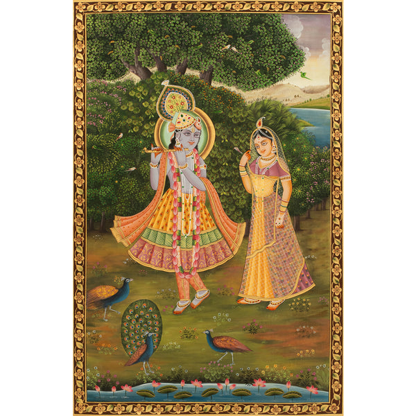 Radha & Krishna love Scene Handmade Painting For Home Wall Decor