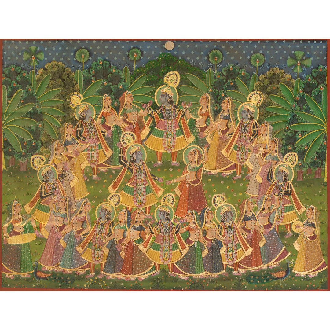 Shri Krishna Maha Raasleela Handmade Painting For Home Wall Decor