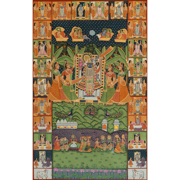Shreenathji Sharad Purnima 24 Utsav Handmade Pichwai Painting For Home Wall Decor