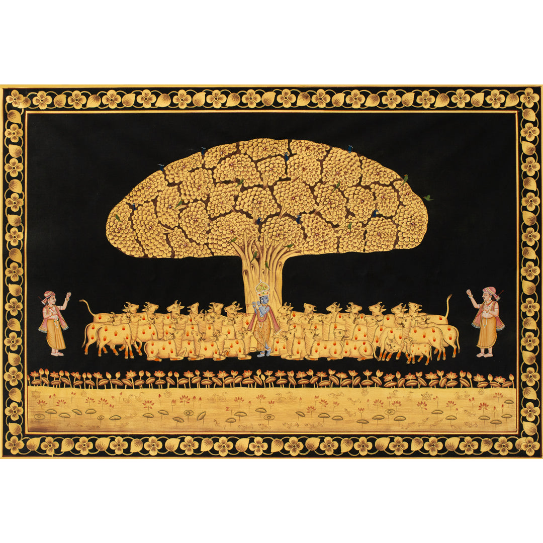 Auric Tree of Life Pichwai Handmade Painting For Home Wall Decor