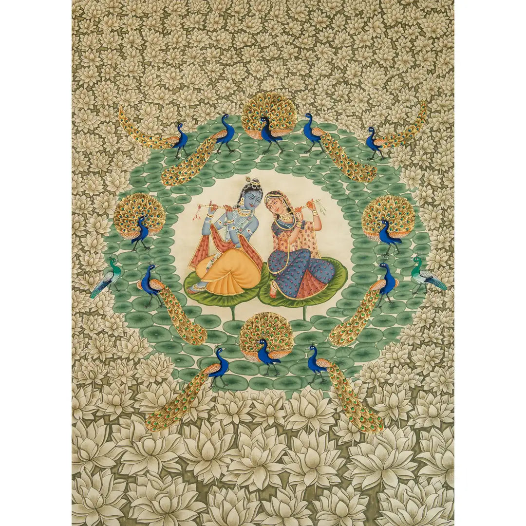 Exclusive Real Gold leaf Shri Radha Krishna Leela Handmade Pichwai Painting