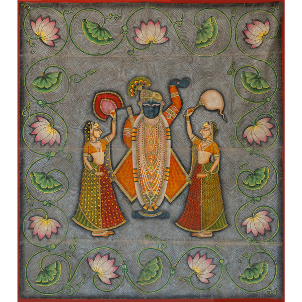 Exclusive Chappan Bhog Swaroop Kamal Talia Handmade Painting For Home Wall Decor