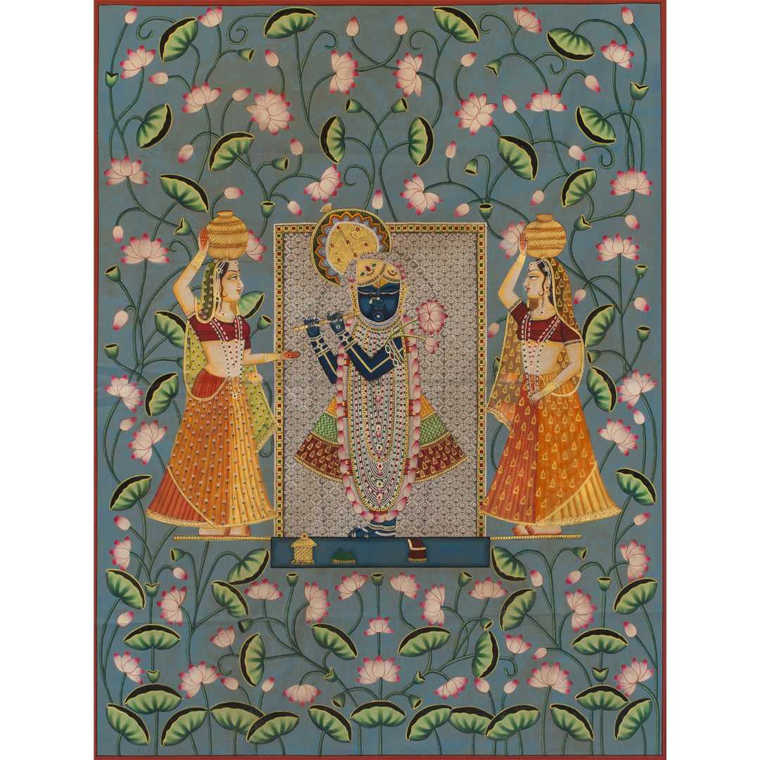 Shrinath ji Rajbogh Swaroop Kamal Talia Handmade Pichwai Painting For Home Wall Decor