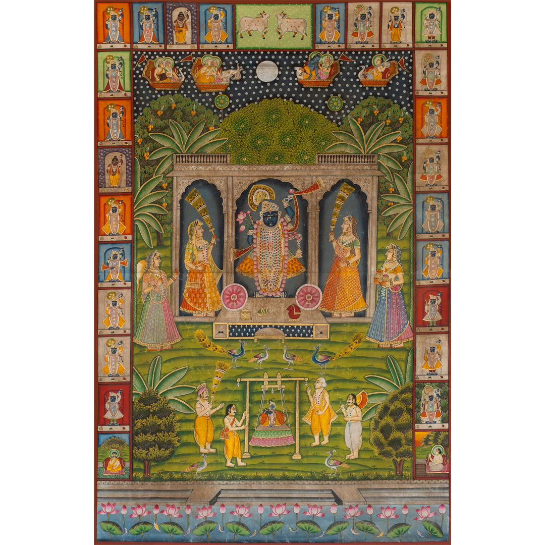 Sharad Purnima with 24 Swaroop Shreenathji Handmade Pichwai Painting For Home Wall Decor