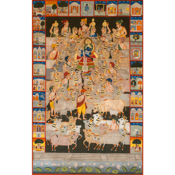 Gopashtami with Krishna journey Shree Gokul Chandrama Ji Handmade Pichwai Painting For Home Wall Decor