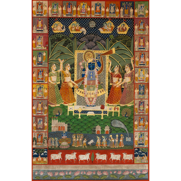 Sharad Purnima with 24 Swaroop Shreenathji Handmade Pichwai Painting For Home Wall Decor