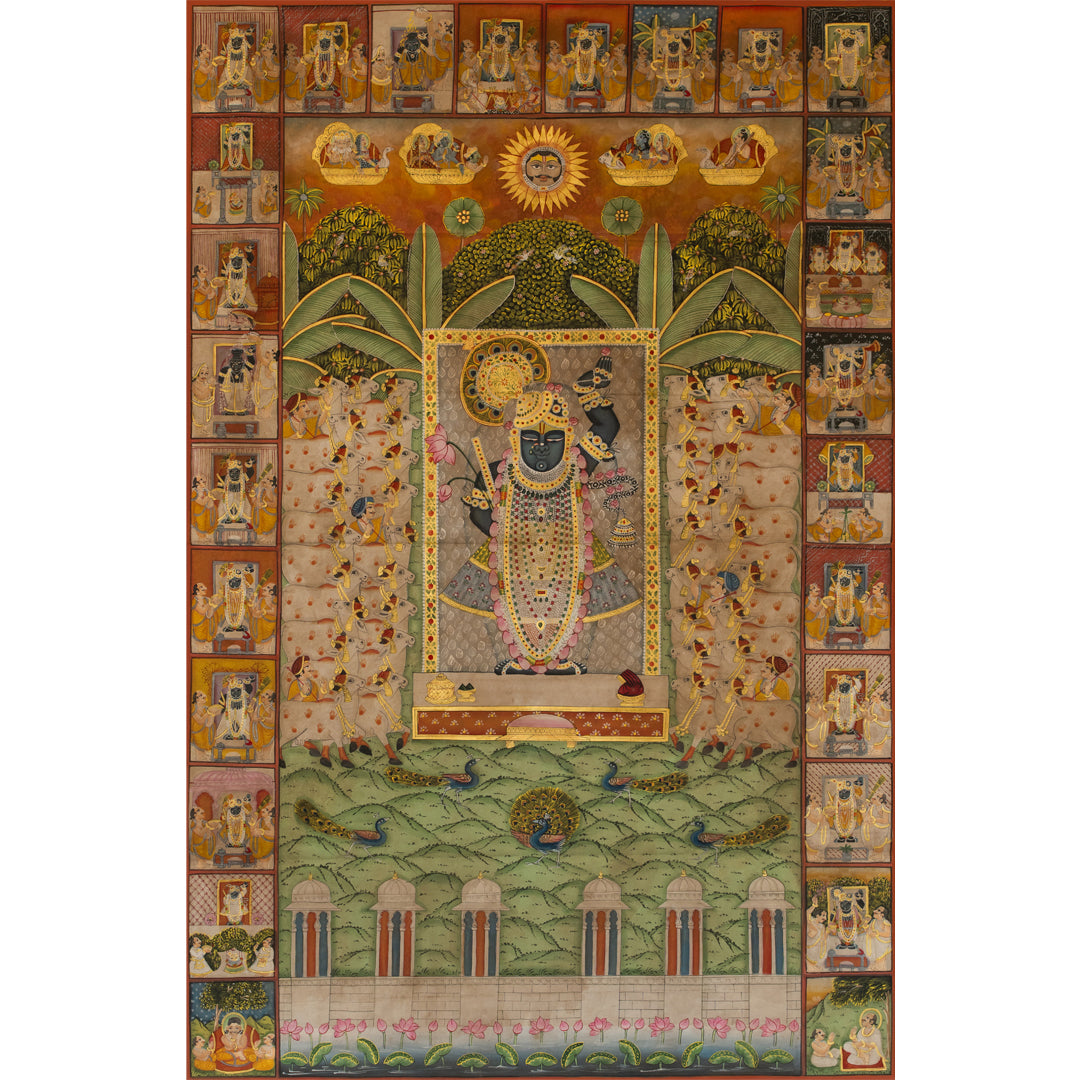 Sharad Purnima with 24 Swaroop Shreenathji Handmade Pichwai Painting For Home Wall Decor