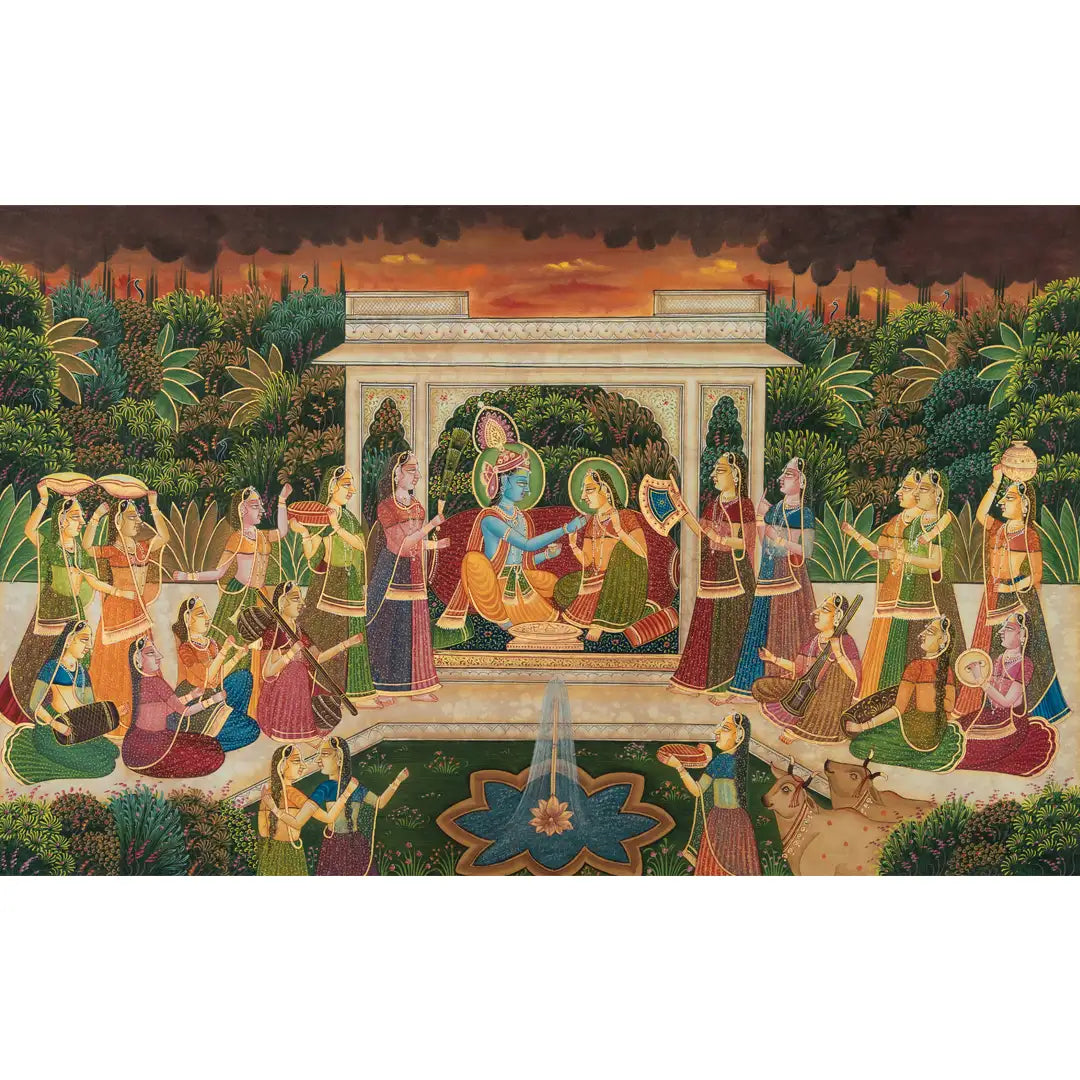 Radha Krishna Anguthi Kunj Leela Handmade Pichwai Painting