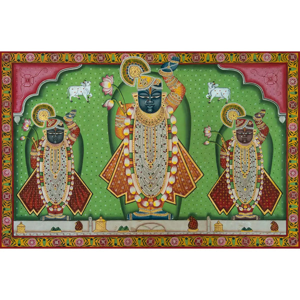 Shrinath Ji - Teen swaroop Pichwai Handmade Pichwai Painting