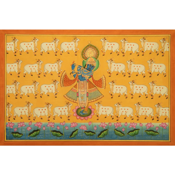 Shrinath ji Raj Bhog Swaroop Pichwai Handmade Painting