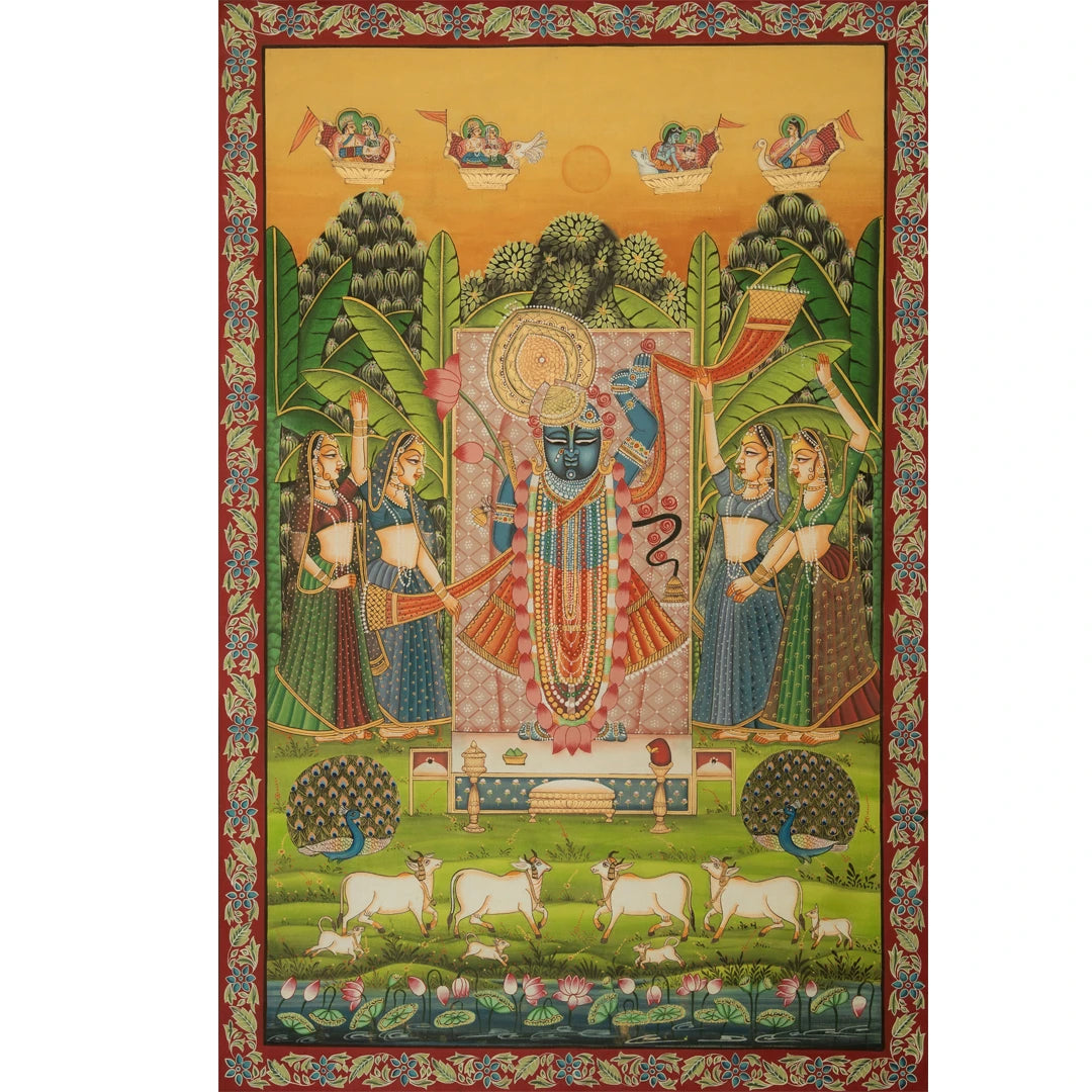 Sharad Poornima - Dawn Theme Pichwai Handmade Painting (2) – TheBimba.com