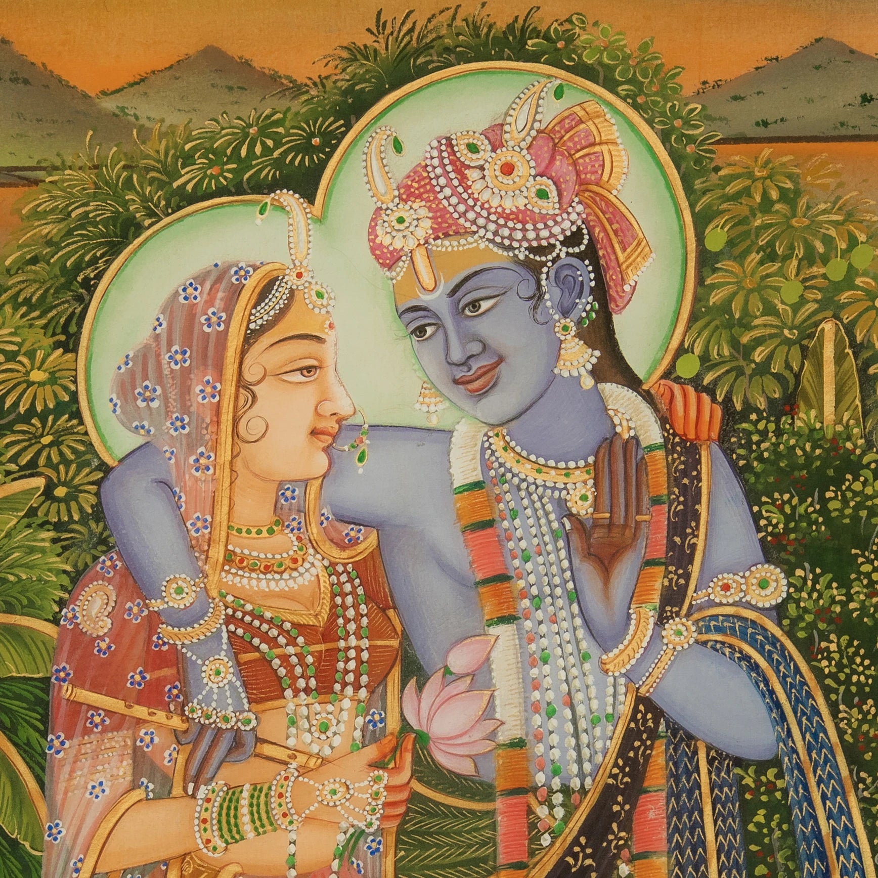 Radha Krishna Love Scene Pichwai Handmade Painting