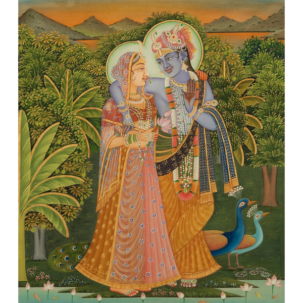 Radha Krishna Love Scene Pichwai Handmade Painting