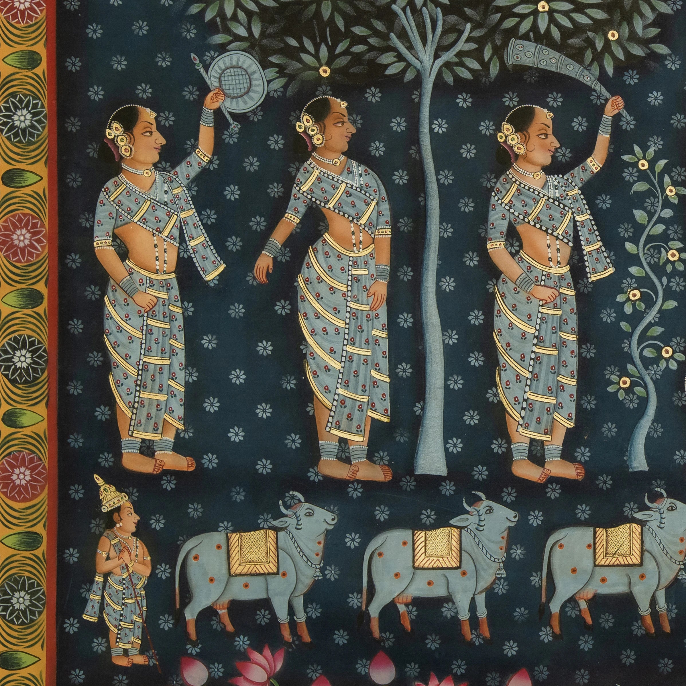 Sharad Poornima - Dawn Theme Pichwai Handmade Painting (6)