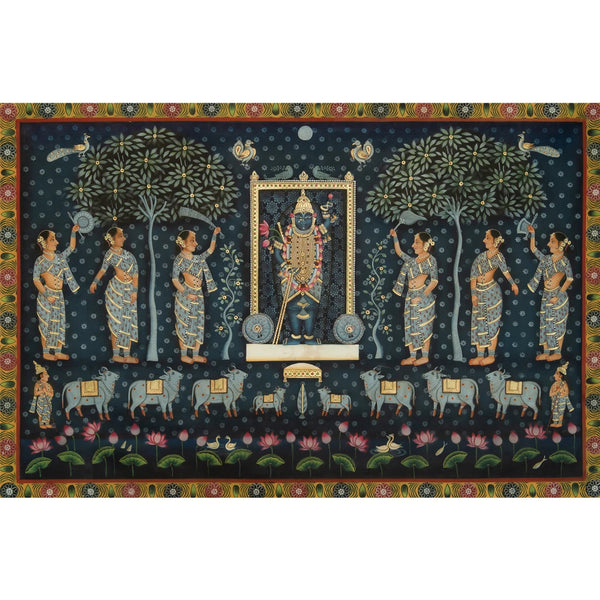Sharad Poornima - Dawn Theme Pichwai Handmade Painting (6)