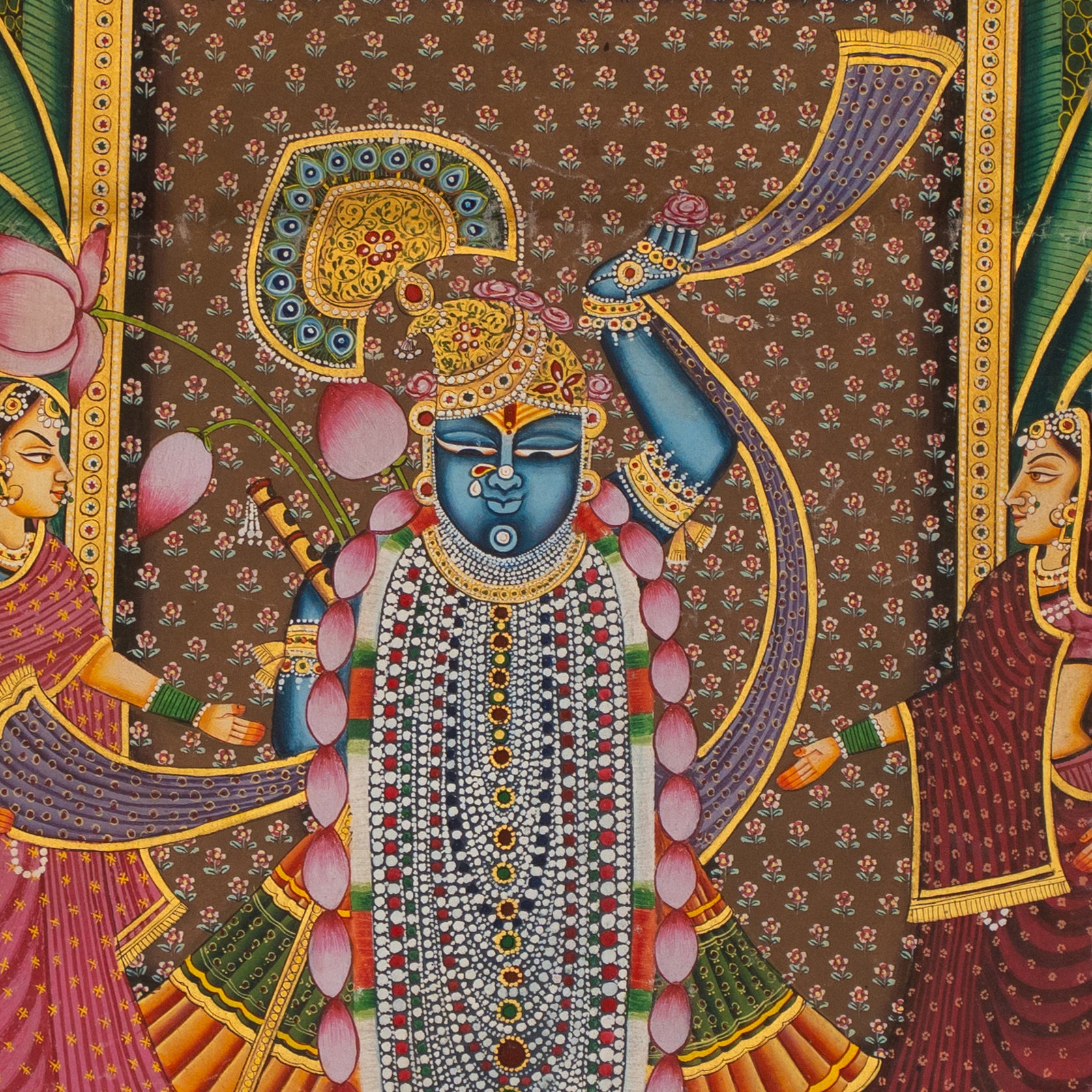 Shrinath ji Shri Rajbhog Swaroop Pichwai Handmade Painting For Home Wall Decor