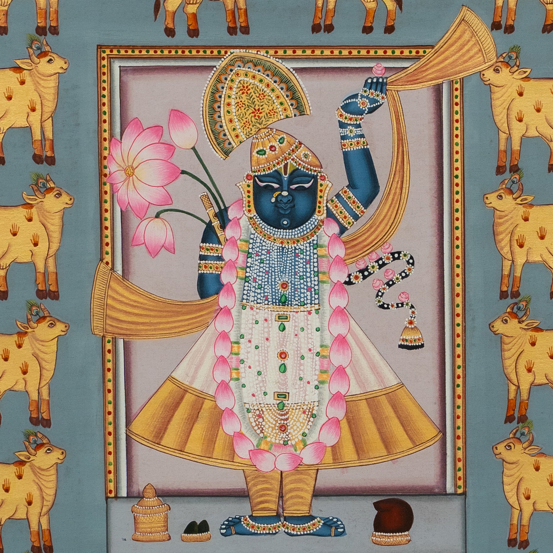 Shrinath ji Rajbhog Swaroop Handmade Painting For Home Wall Decor