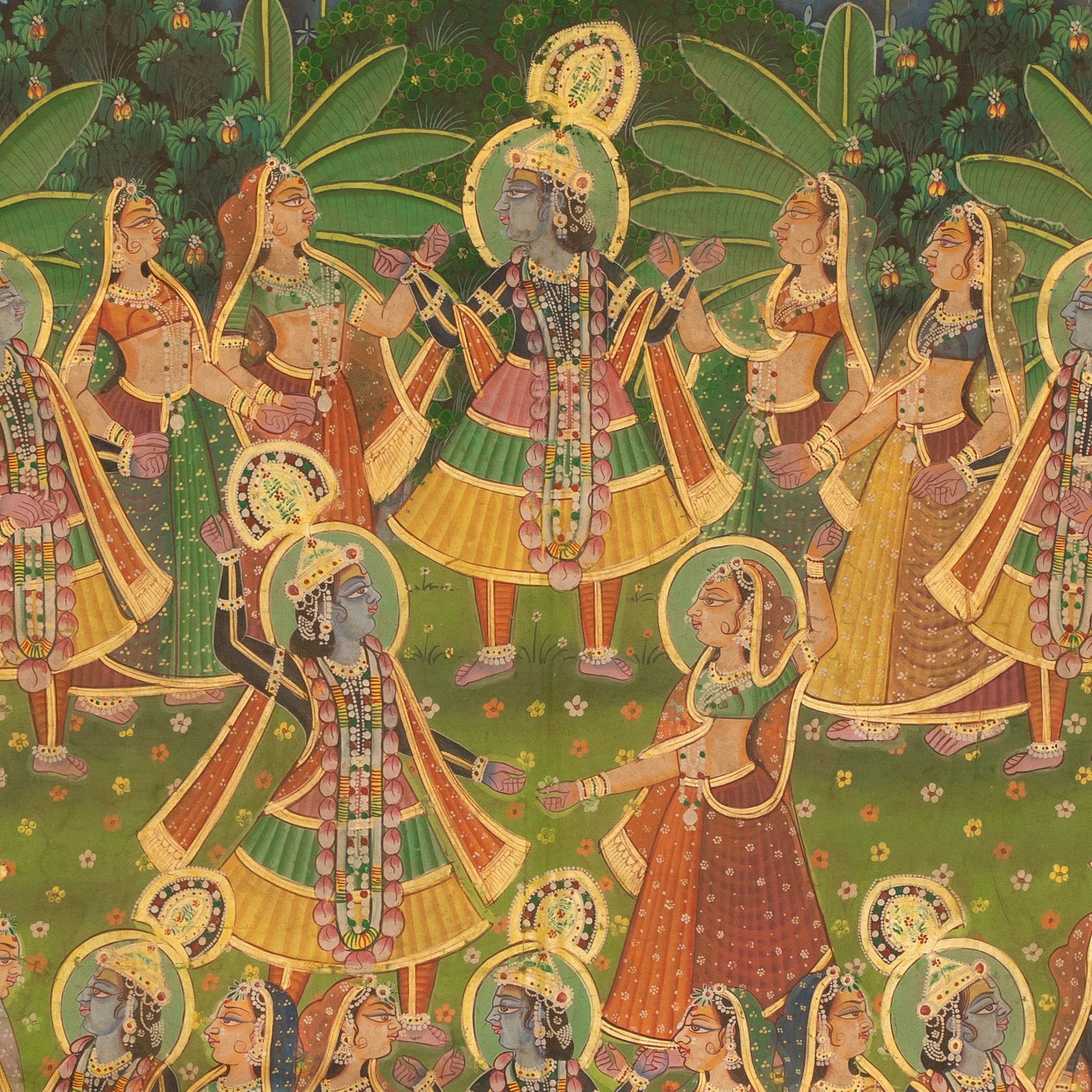 Shri Krishna Maha Raasleela Handmade Painting For Home Wall Decor