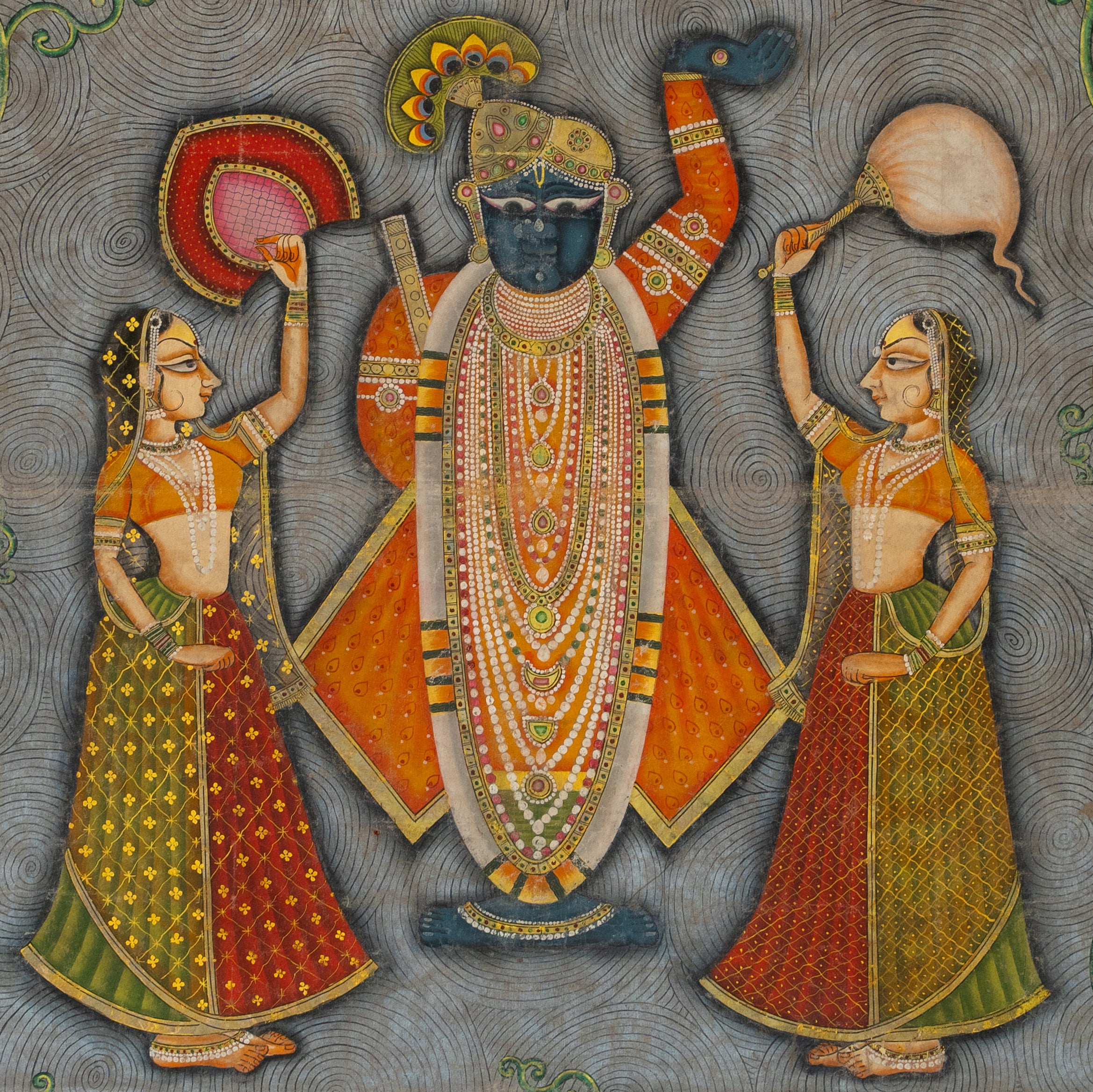 Exclusive Chappan Bhog Swaroop Kamal Talia Handmade Painting For Home Wall Decor