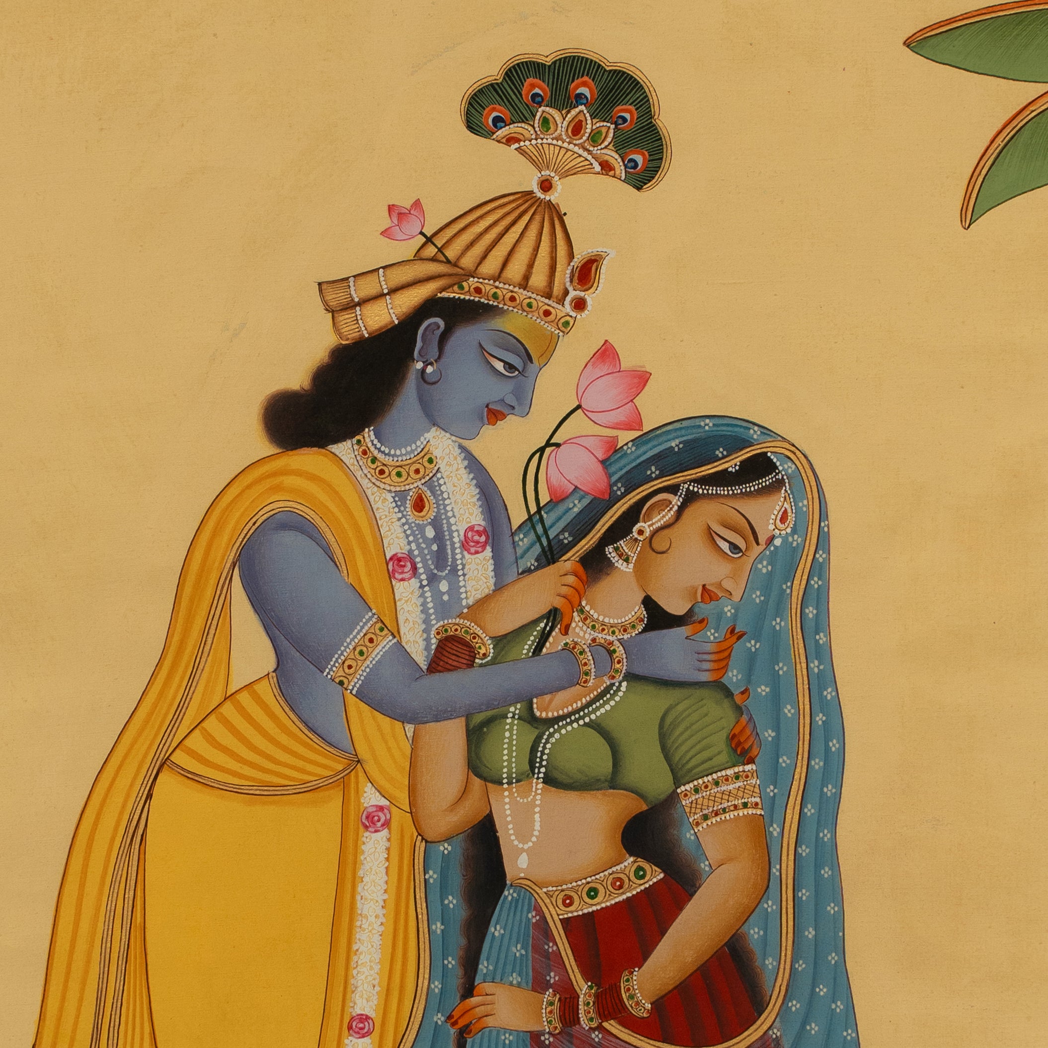 Radha & Krishna love Scene in Kangra Handmade Painting For Home Wall Decor