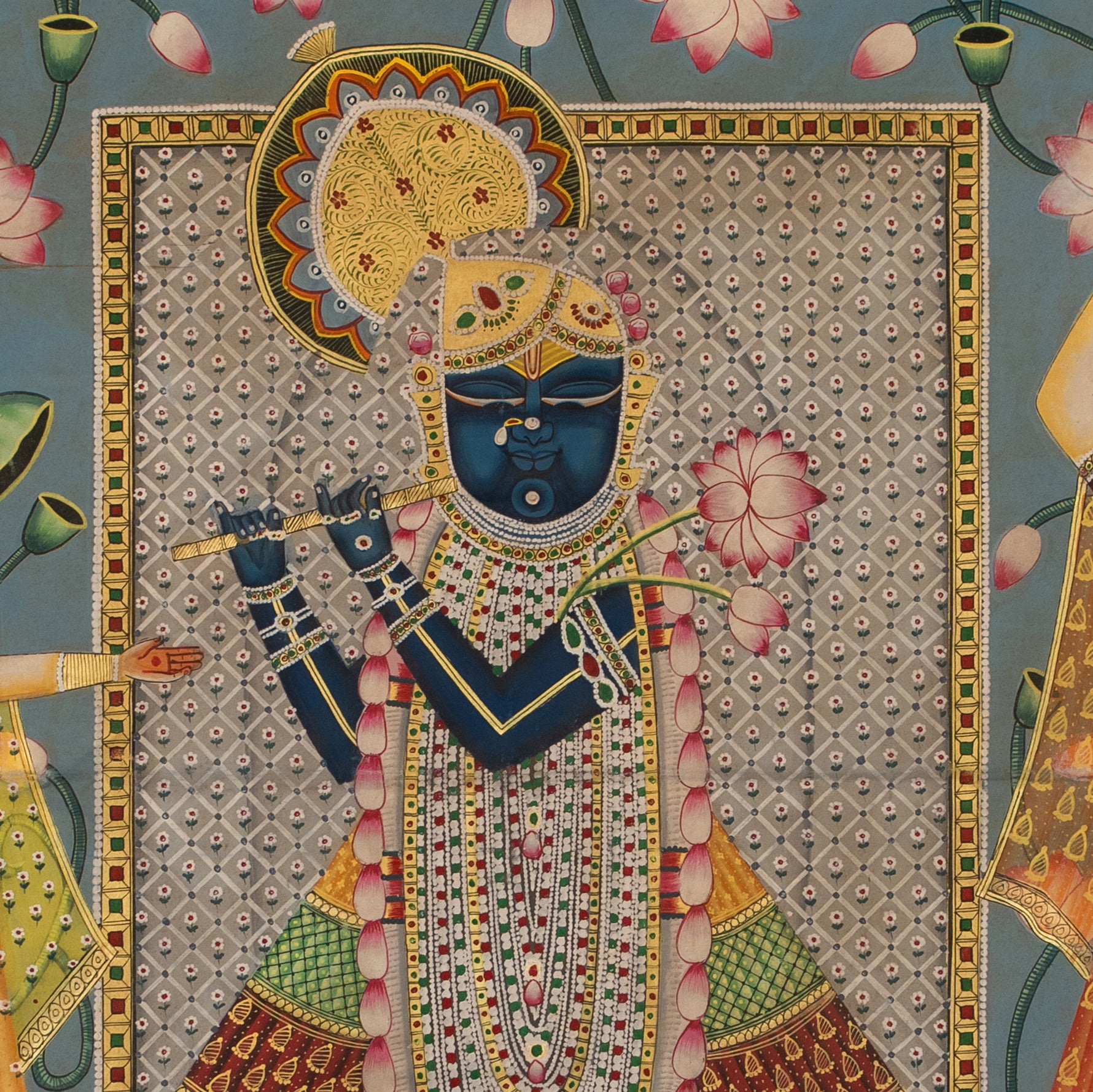 Shrinath ji Rajbogh Swaroop Kamal Talia Handmade Pichwai Painting For Home Wall Decor