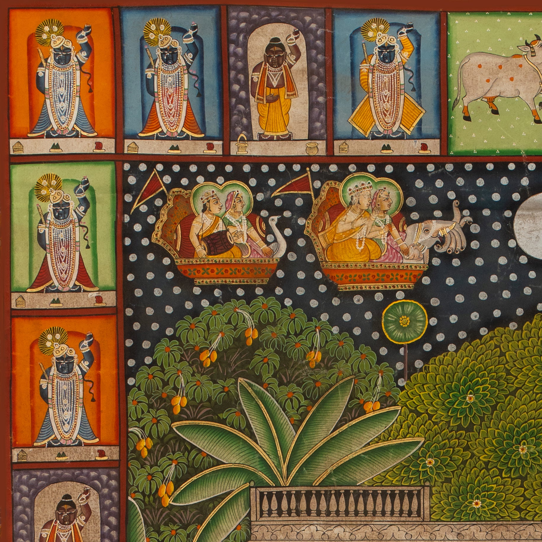 Sharad Purnima with 24 Swaroop Shreenathji Handmade Pichwai Painting For Home Wall Decor